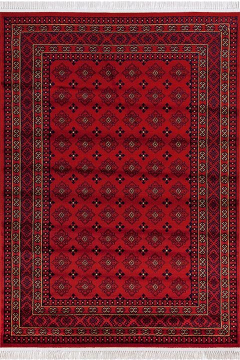 Classic Red Afghan Geometric Rug