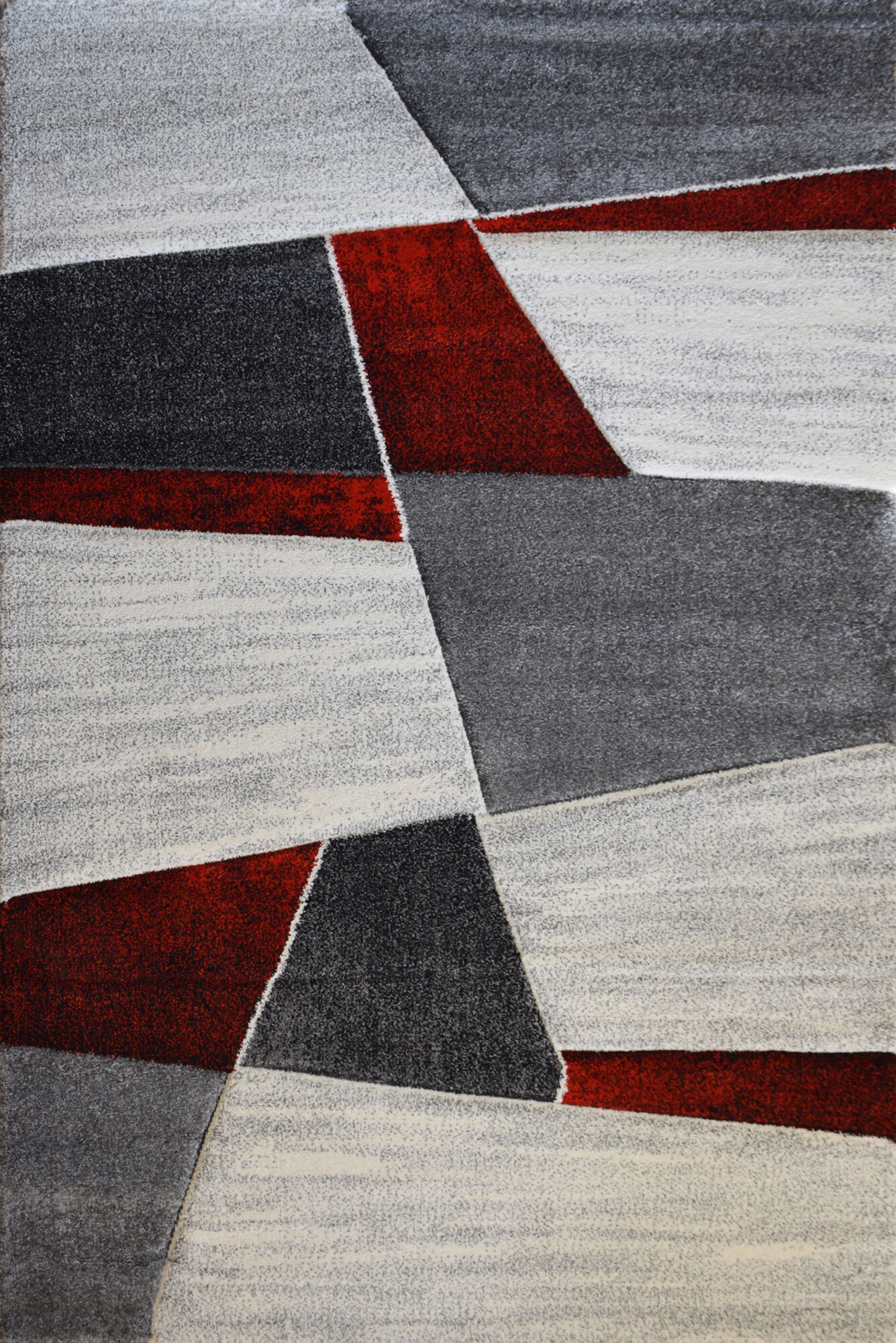 Lucia Red Modern Geometric Rug