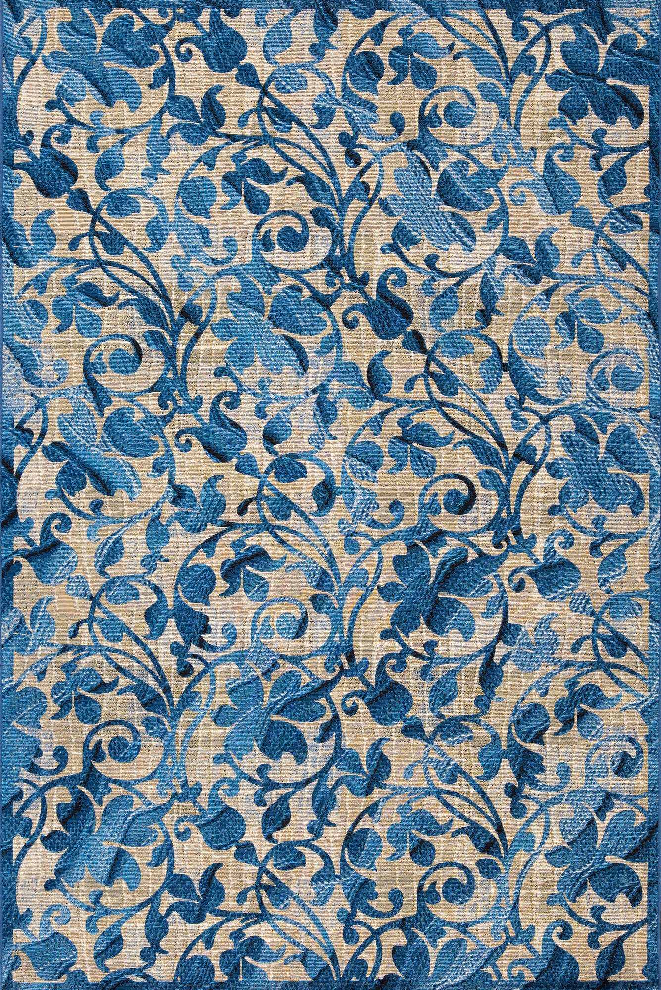 Marly Blue Floral Emblem Rug