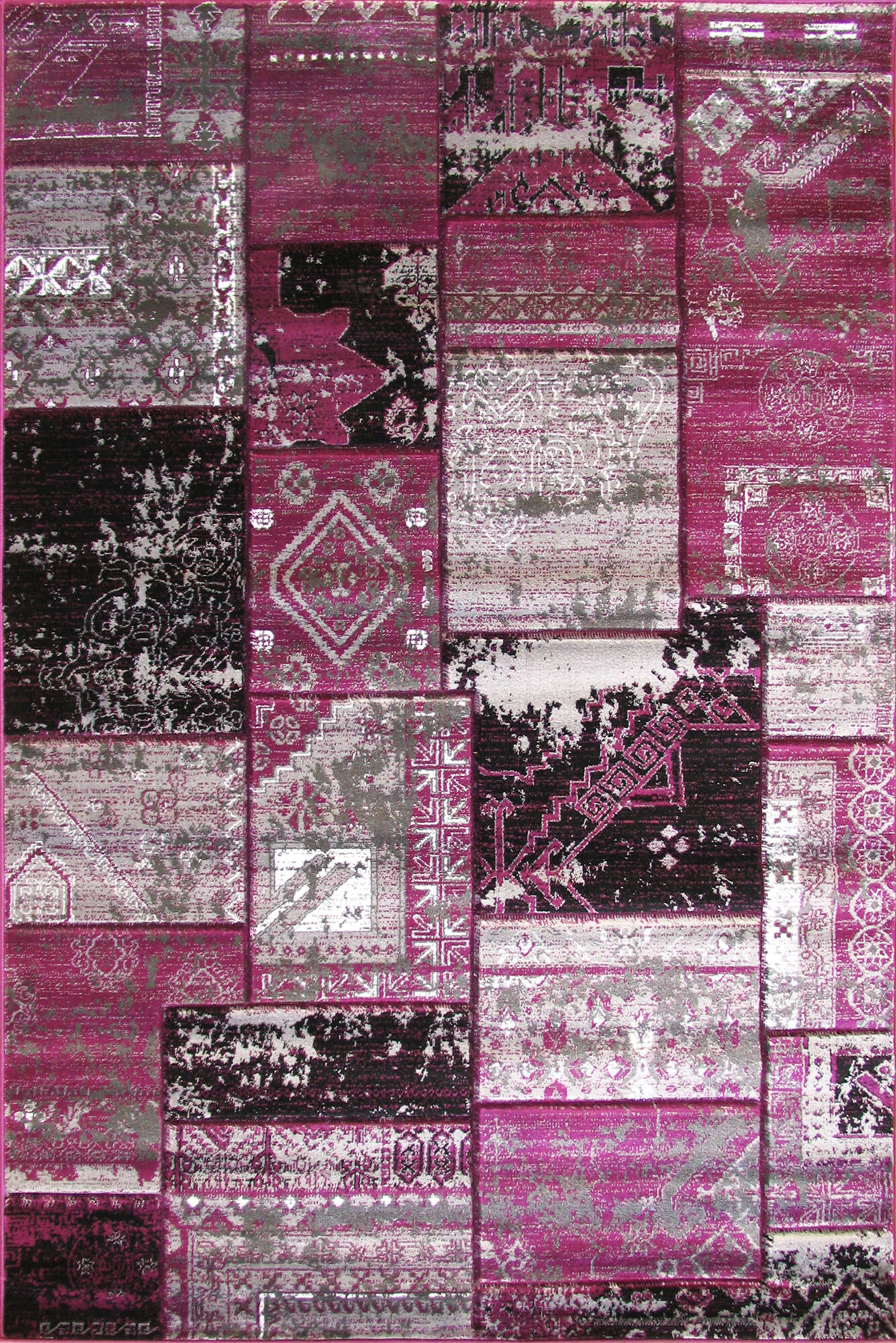 Paris Carved Lilac Patchwork Rug