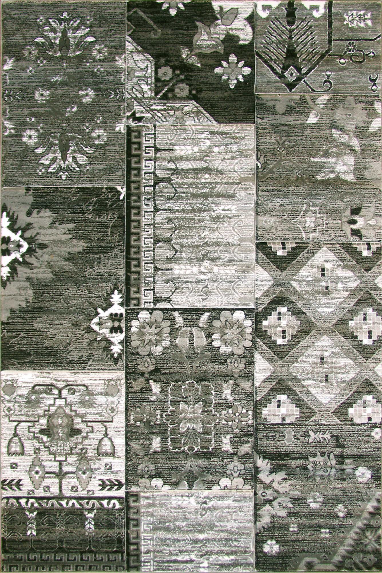 Paris Carved Grey Patchwork Rug