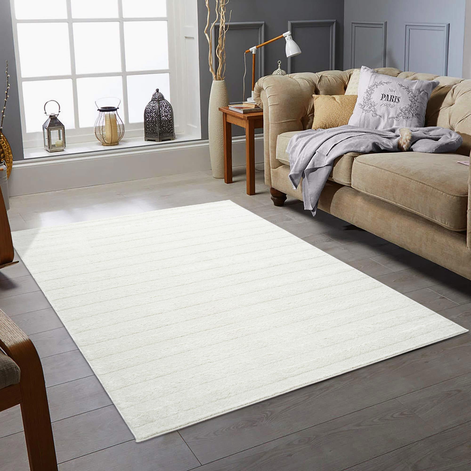 Austin Plain Ivory Striped Rug