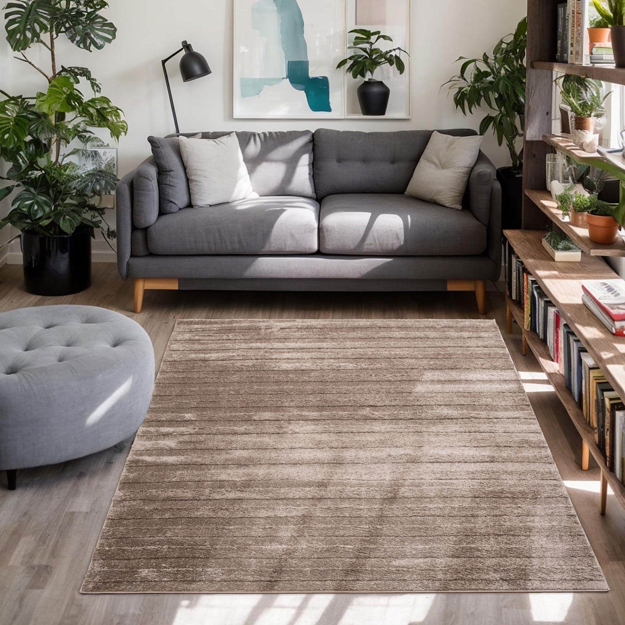 Austin Plain Brown Striped Rug