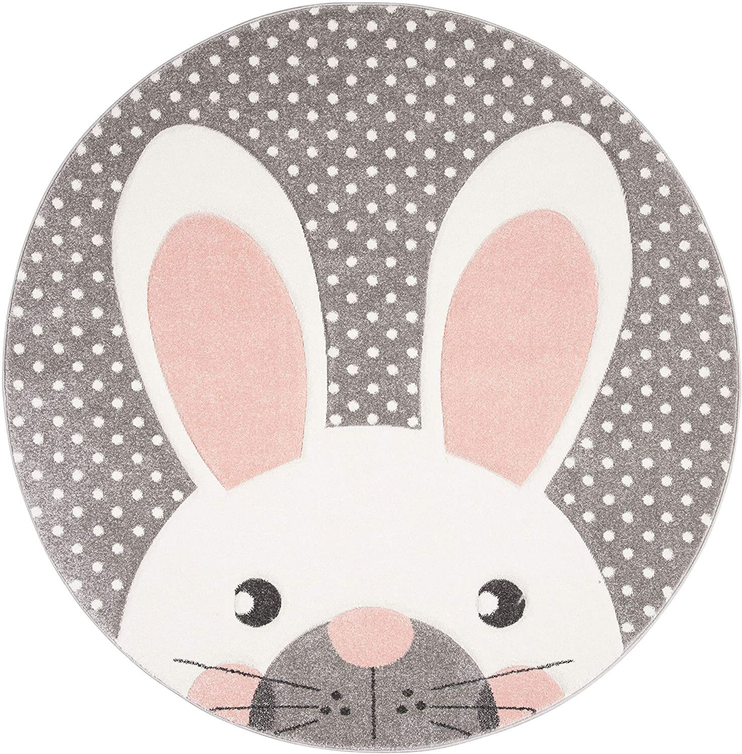 Charlie Rabbit Head Grey Kids Rug