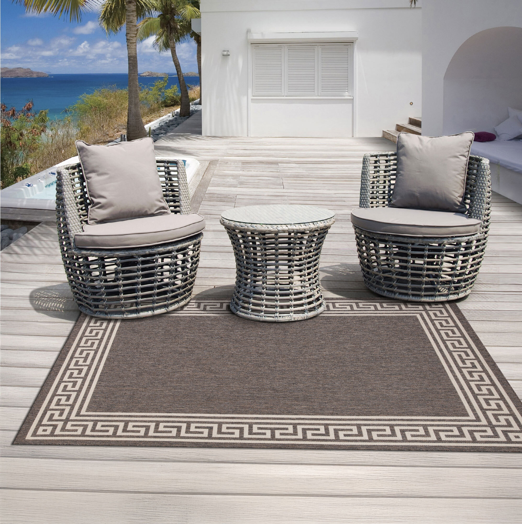 Soleil Greek Key Flatweave Rug