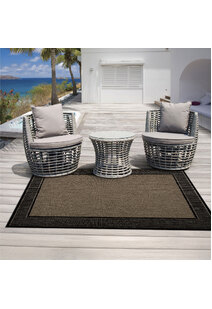 Soleil Black Border Flatweave Rug