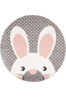 Charlie Rabbit Head Grey Kids Rug