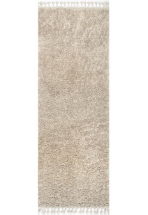 Lucy Beige Shaggy Moroccan Rug