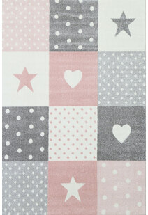 Hello Pink Heart & Stars Kids Rug 