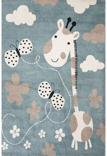 Kade Giraffe Blue Kids Rug