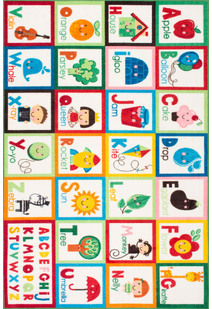 Kids White Alphabet Picture Rug