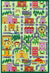 Kids Country Town Car Road Rug SQUARE