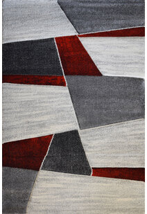 Lucia Red Modern Geometric Rug