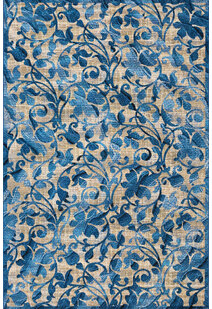 Marly Blue Floral Emblem Rug