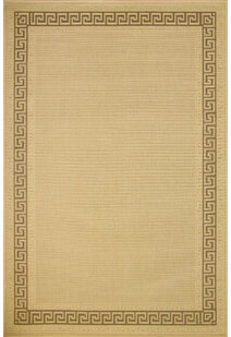 Sama Beige Greek Key Border Rug