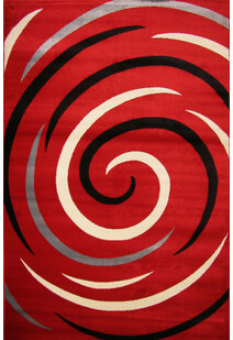 Sky Modern Red Swirl Pattern Rug