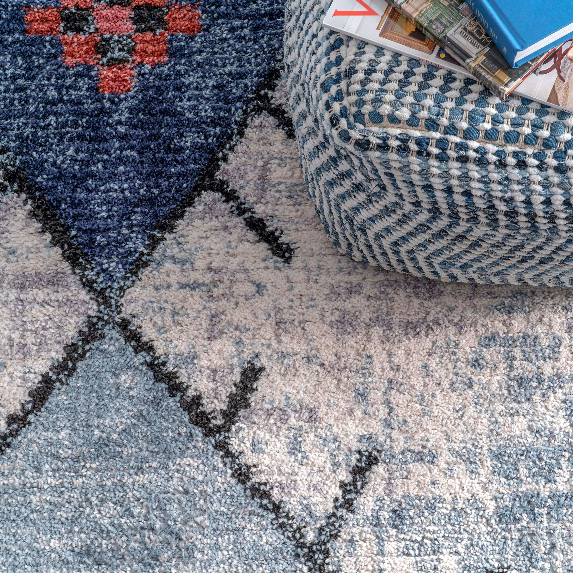 Amara Blue Moroccan Tassel Rug