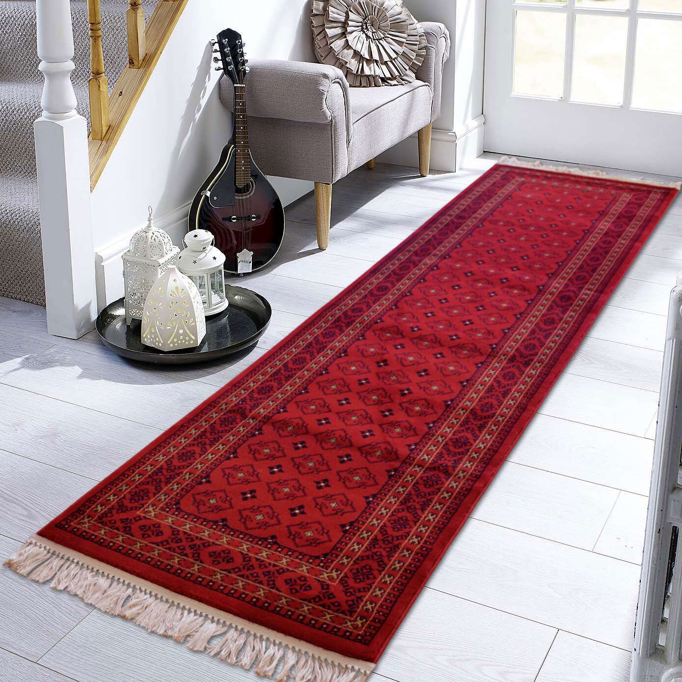 Classic Red Afghan Geometric Rug