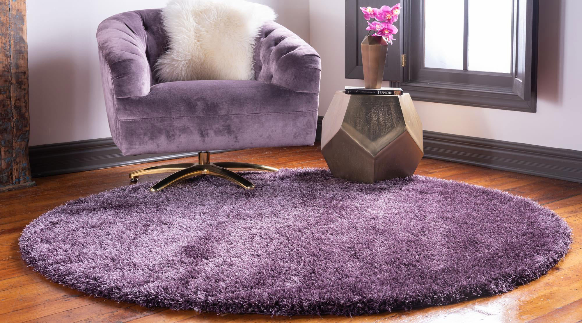 Dream Plain Violet Shaggy Rug