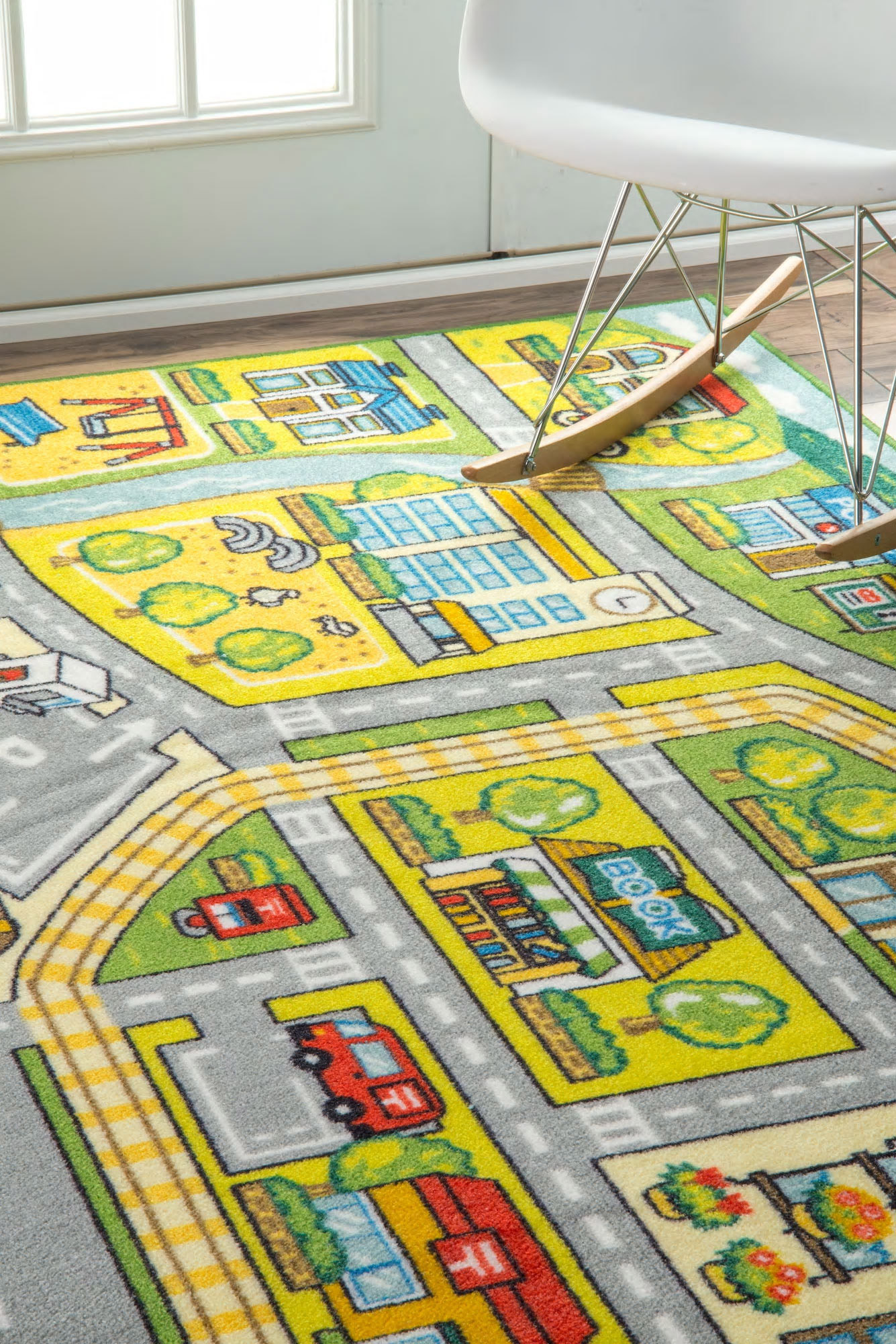 Kids Car Road Town Play Rug