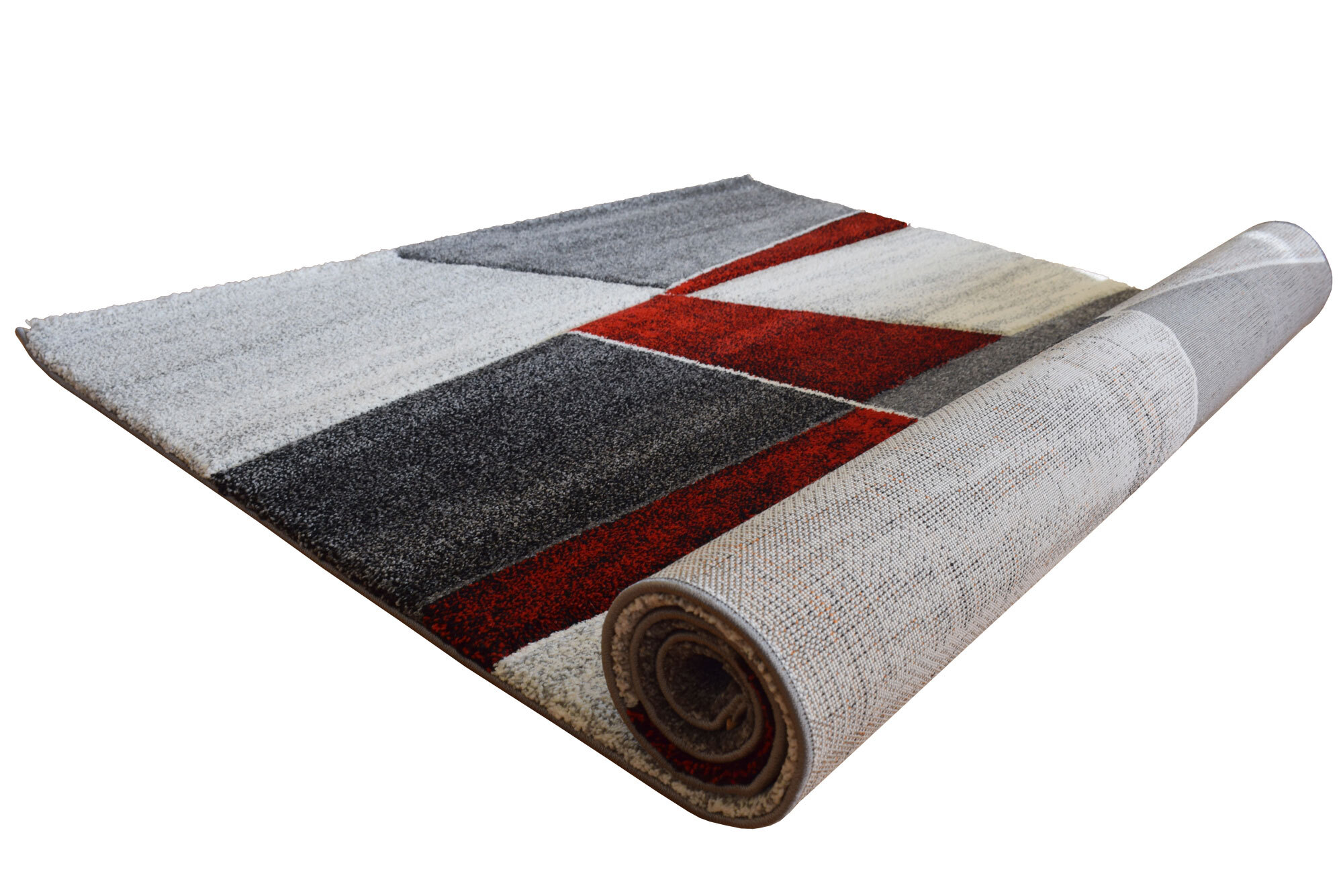 Lucia Red Modern Geometric Rug