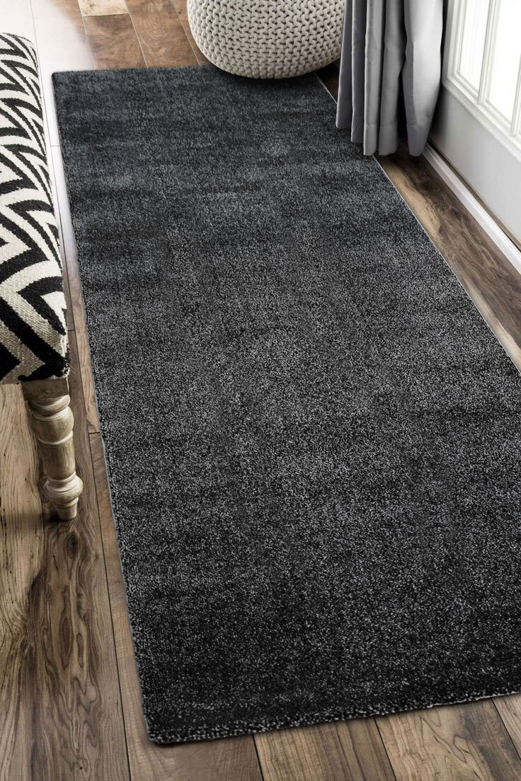 Leo Modern Thick Plain Black Rug