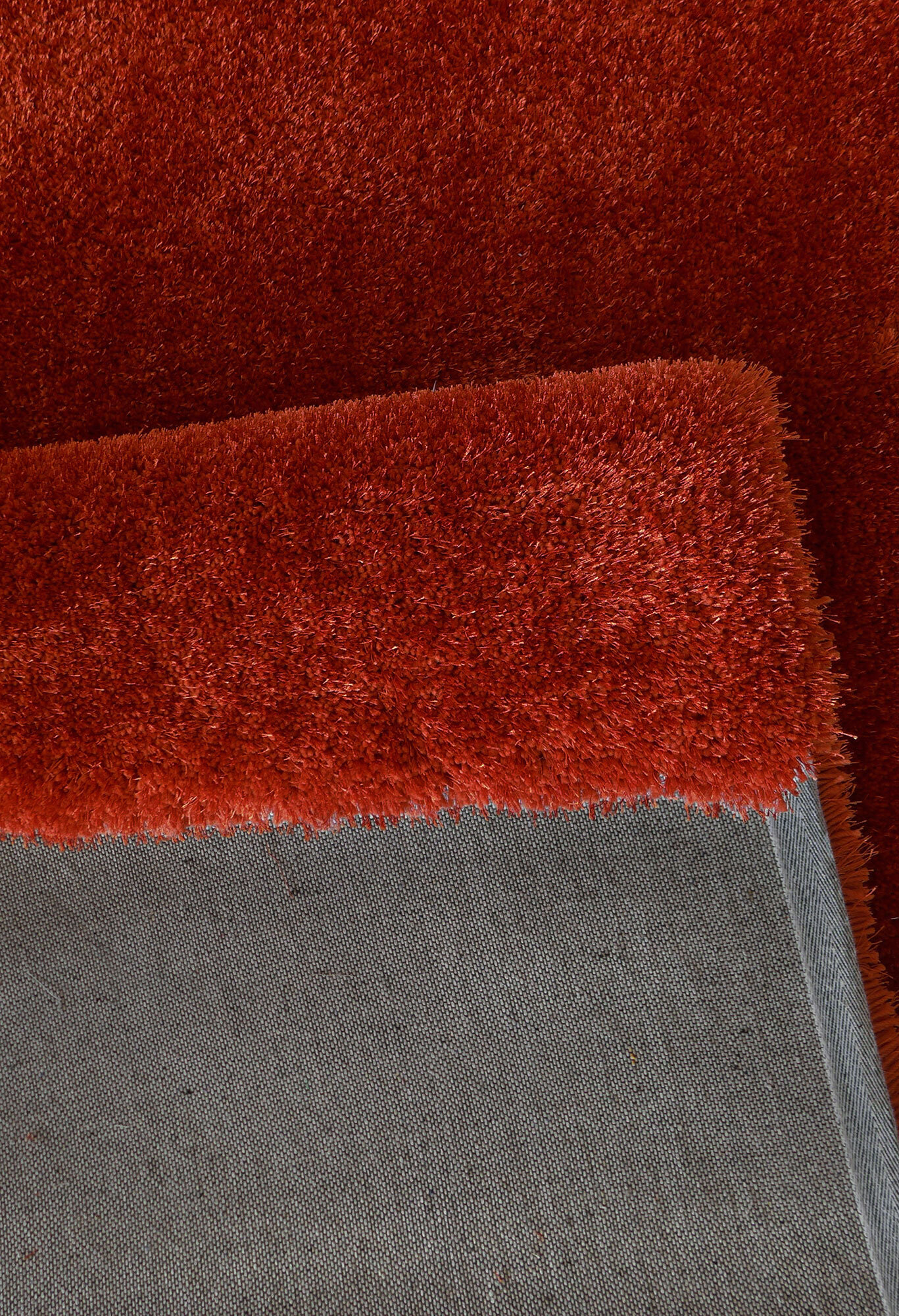 Luxe Plain Orange Shaggy Rug