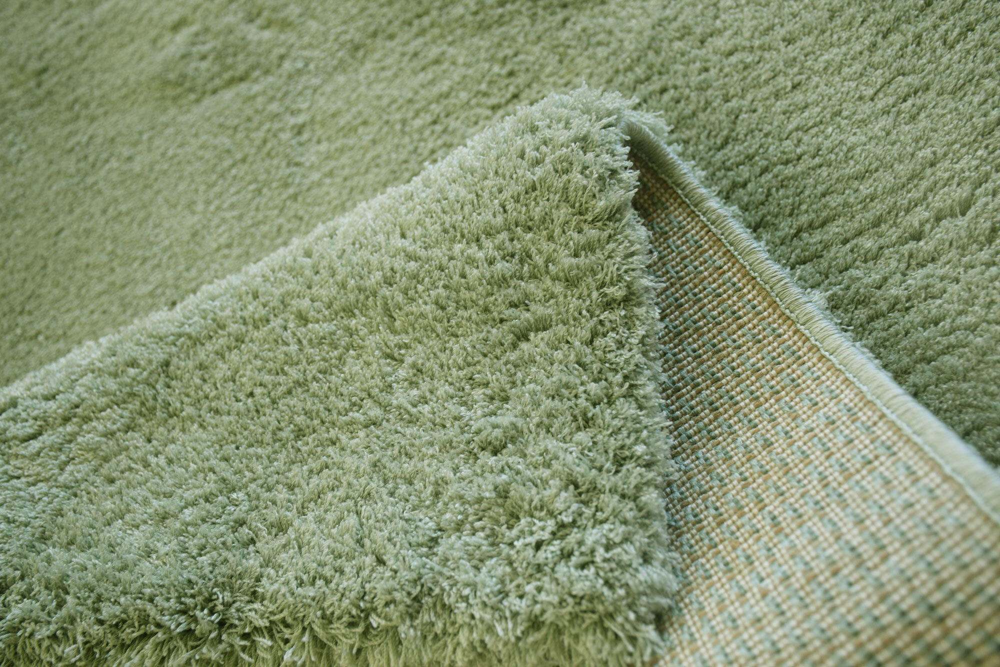 Soft Plain Green Thick Shaggy Rug