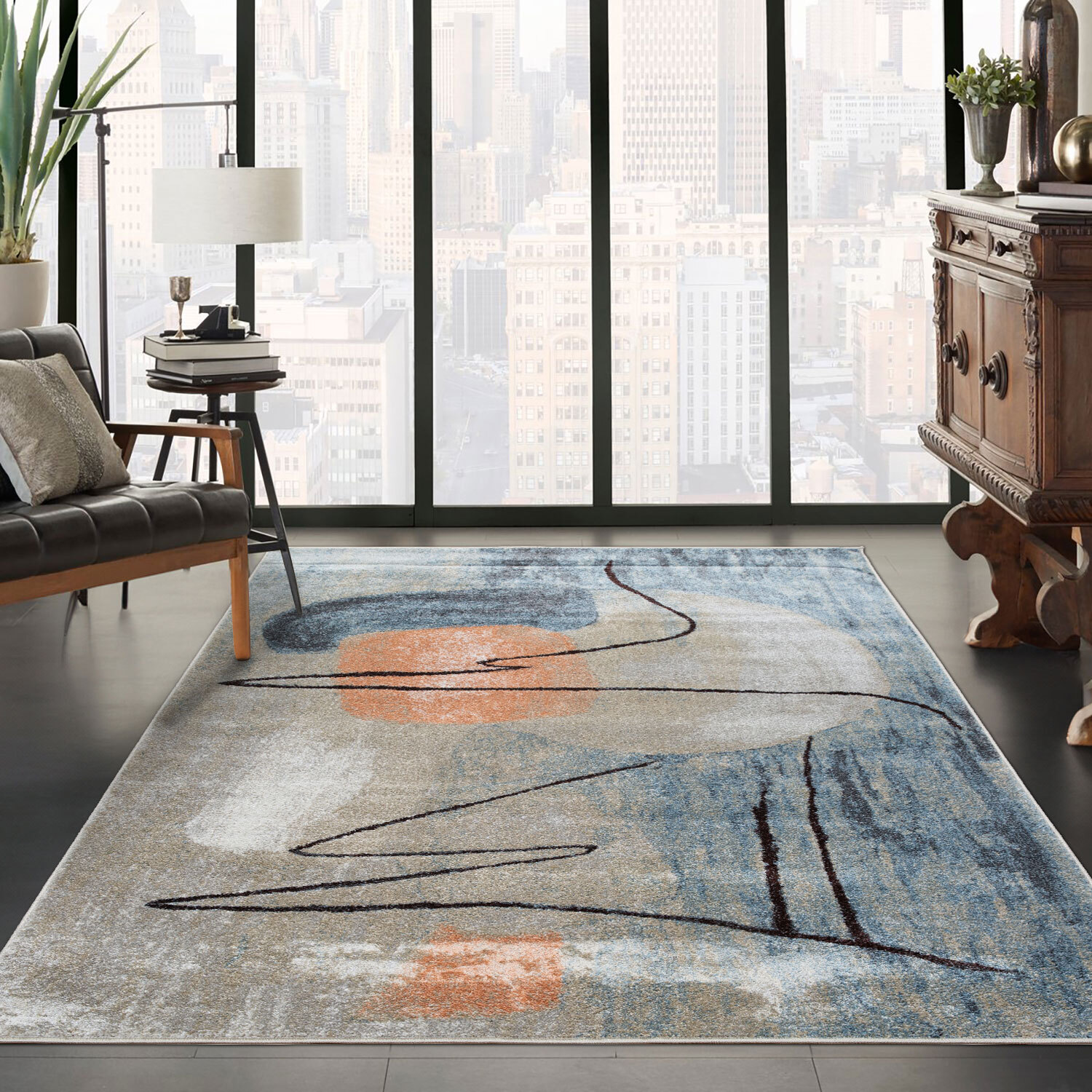 Vivid Modern Abstract Rug