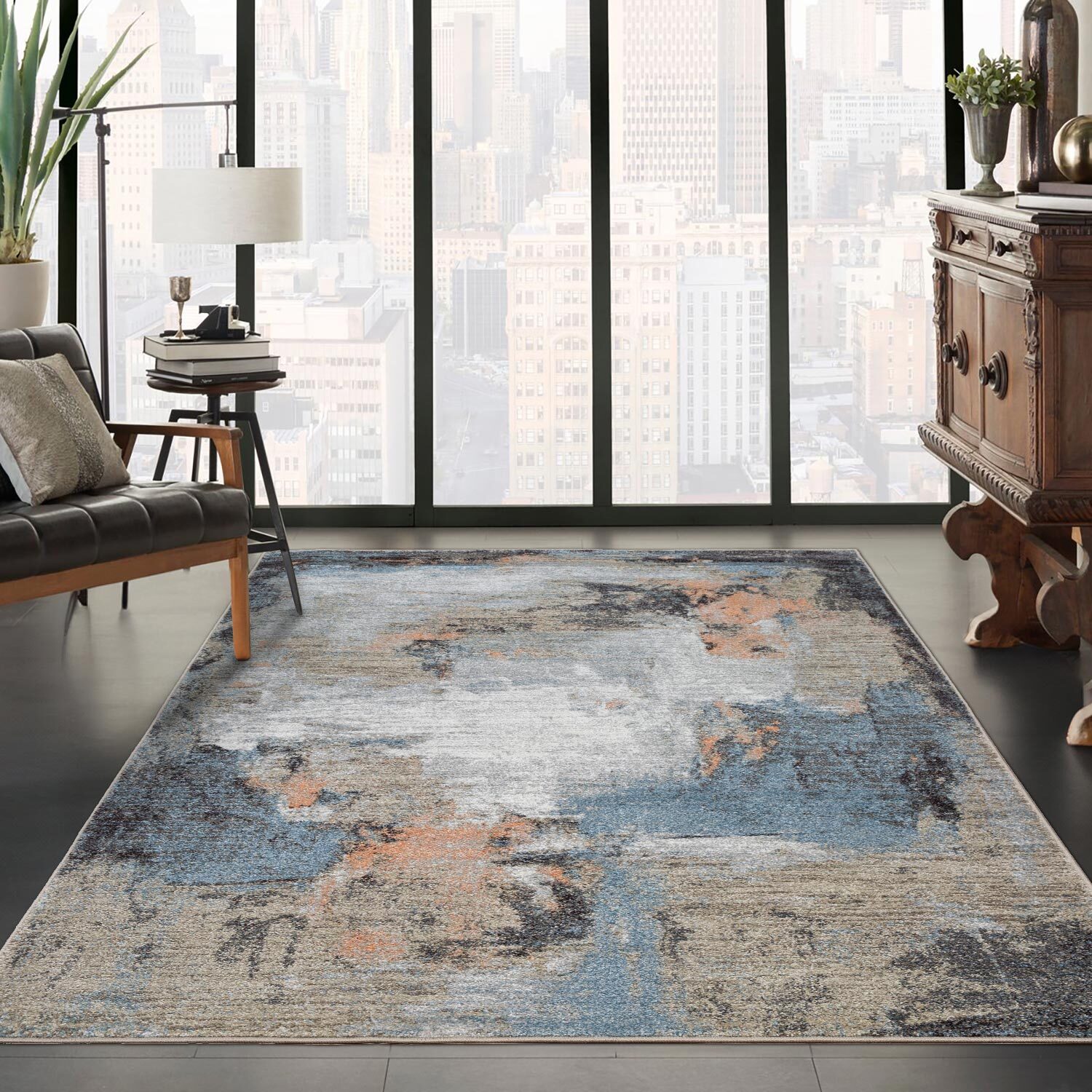 Vivid Modern Abstract Rug