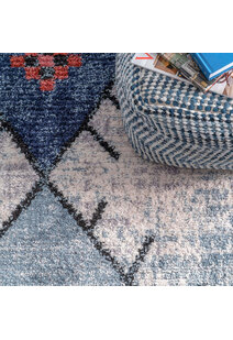 Amara Blue Moroccan Tassel Rug