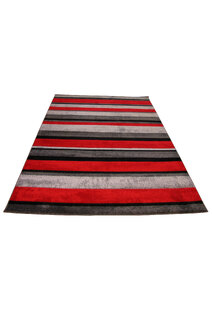 Bonnie Modern Red Striped Rug