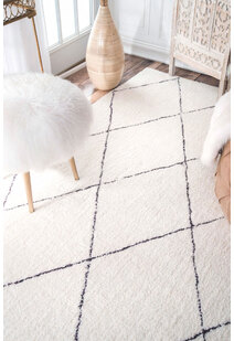 Symphony Beige Trellis Shag Rug