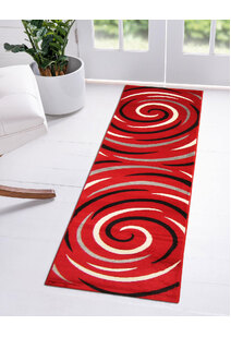 Sky Modern Red Swirl Pattern Rug