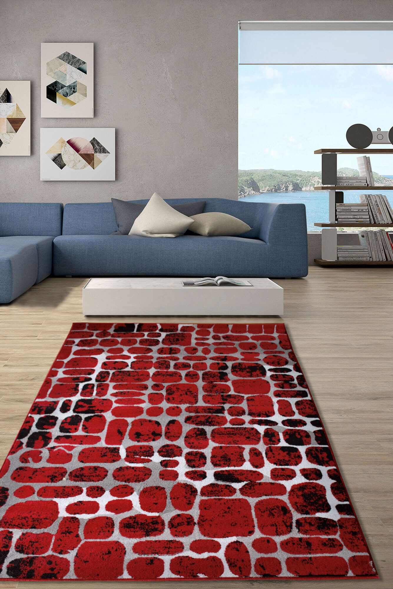 Atlanta Modern Red Abstract Rug