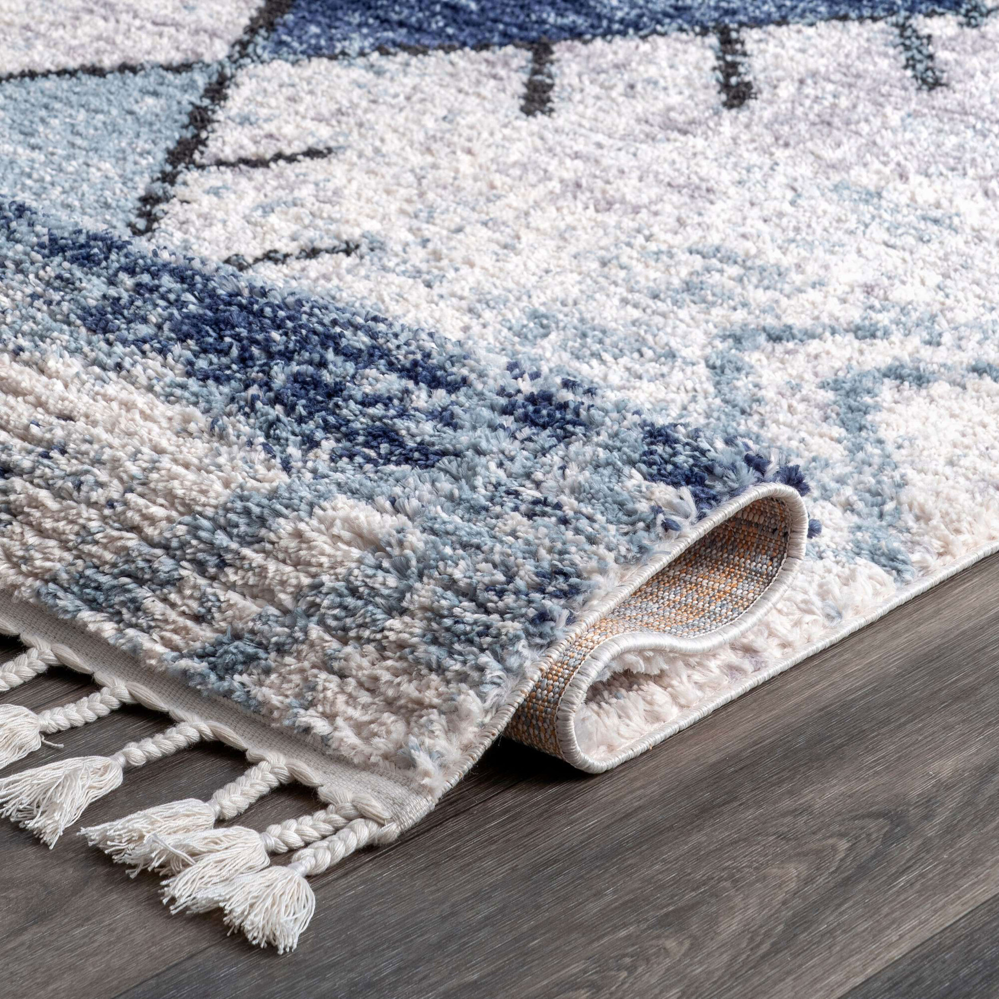 Amara Blue Moroccan Tassel Rug