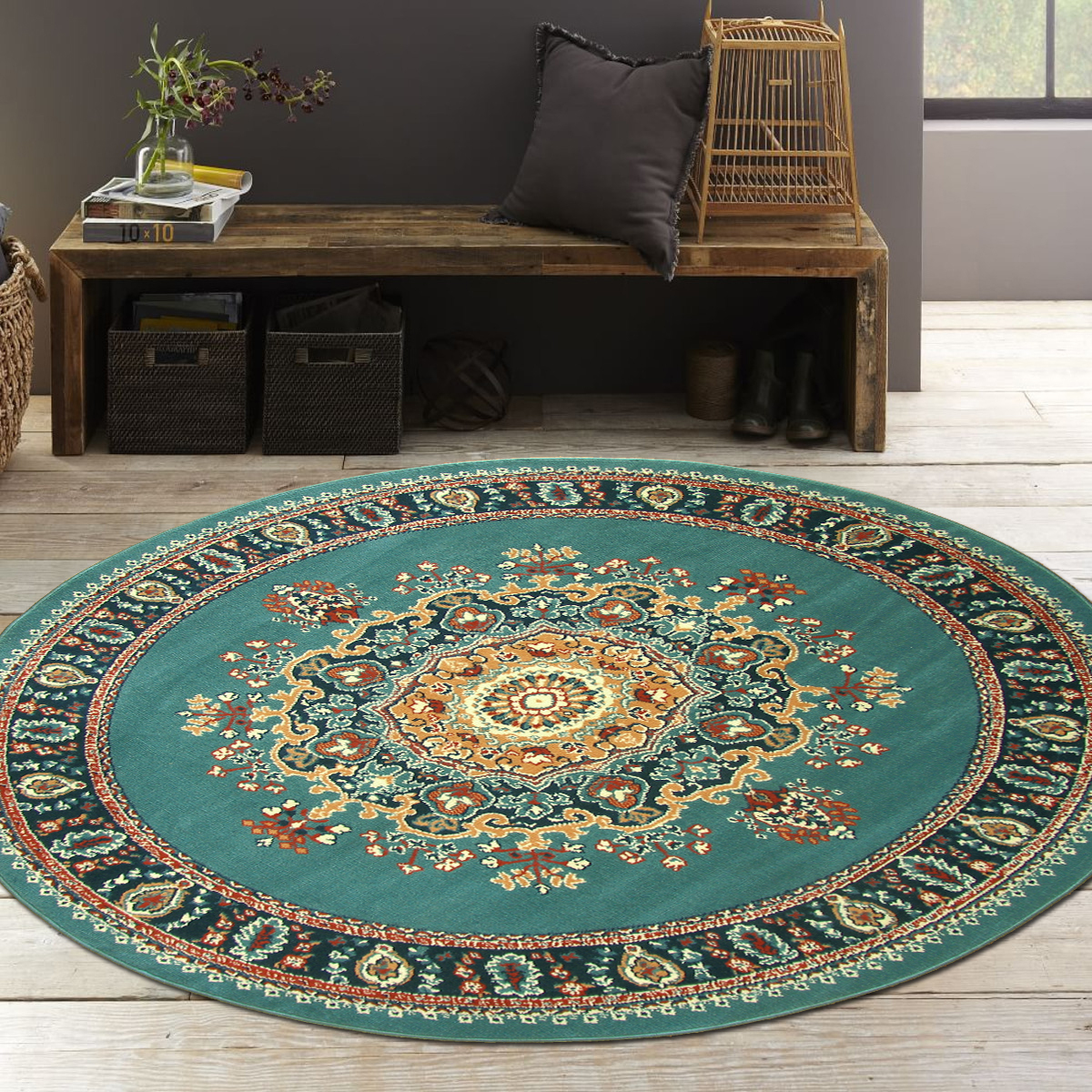 Gil Traditional Blue Medallion Rug