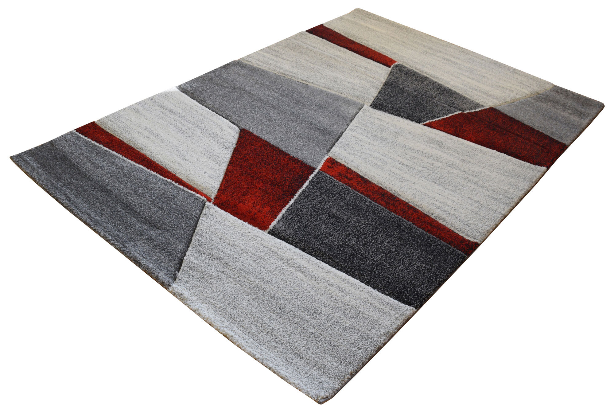 Lucia Red Modern Geometric Rug