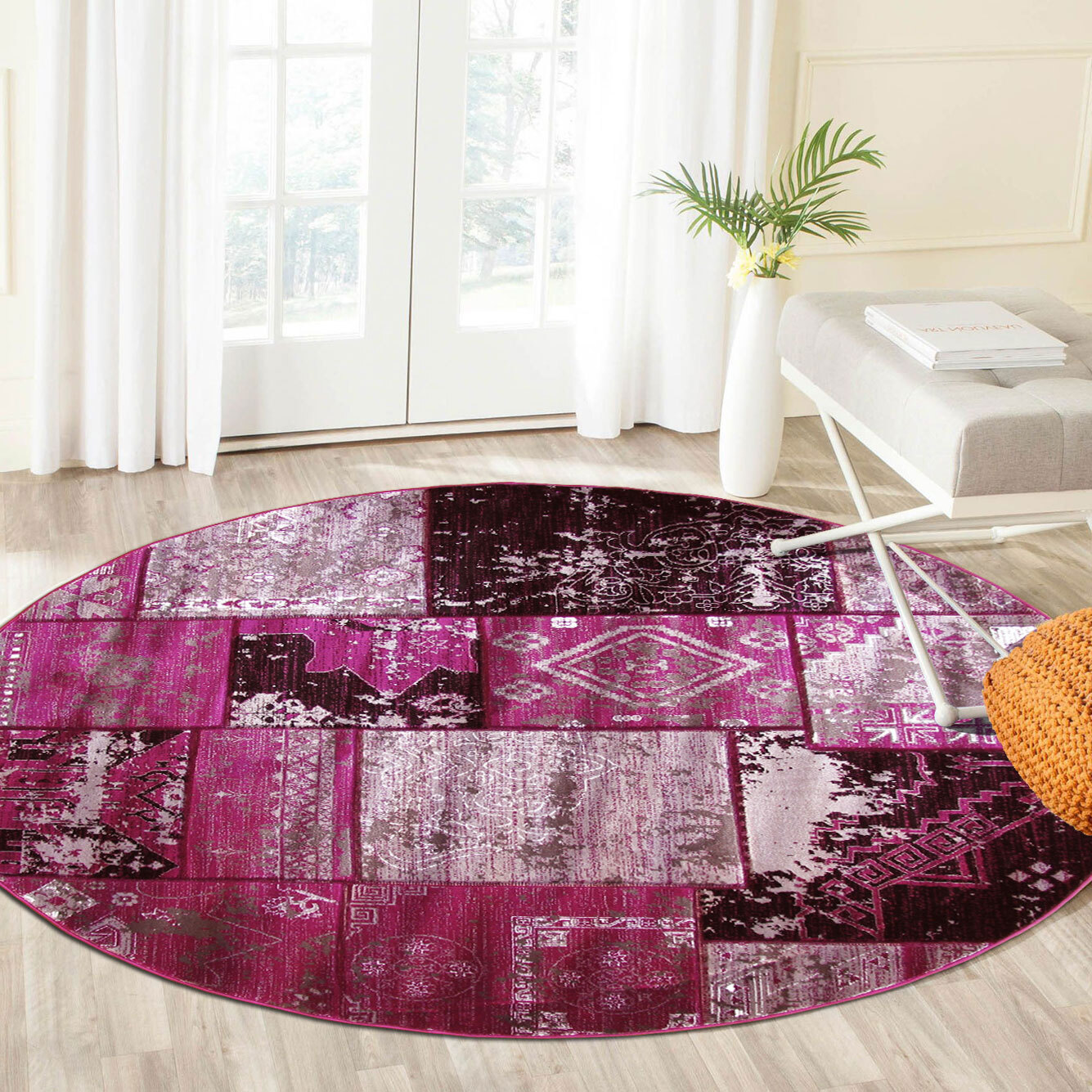 Paris Carved Lilac Patchwork Rug