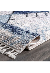 Amara Blue Moroccan Tassel Rug