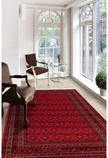 Classic Red Afghan Geometric Rug