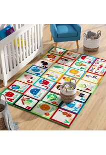 Kids White Alphabet Picture Rug