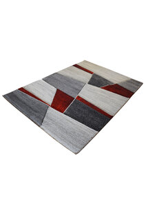 Lucia Red Modern Geometric Rug