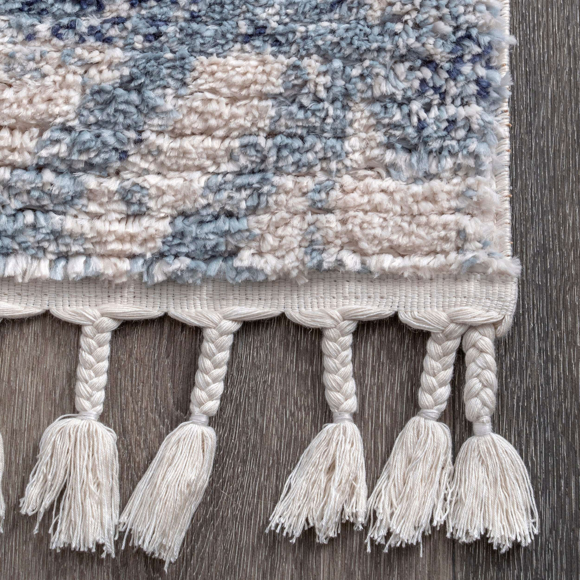 Amara Blue Moroccan Tassel Rug