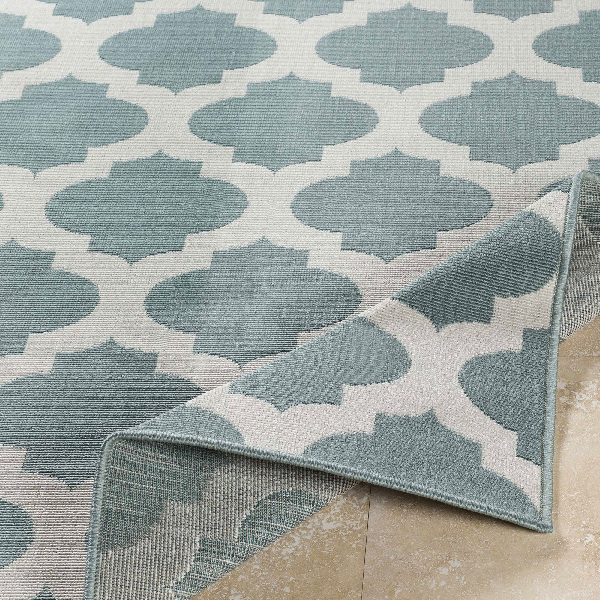 Ambient Teal Trellis Outdoor Rug