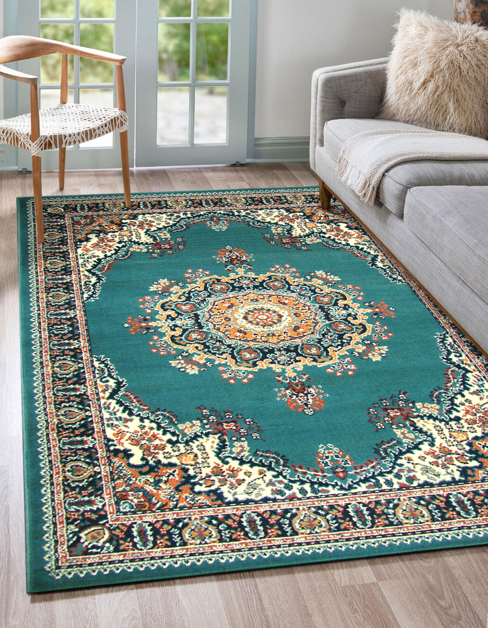 Gil Traditional Blue Medallion Rug