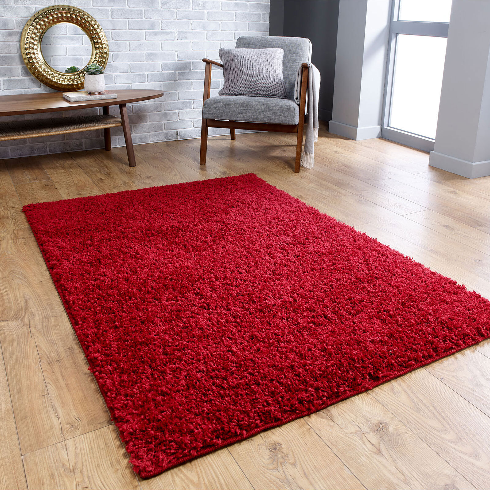 Lara Plain Red Shaggy Rug