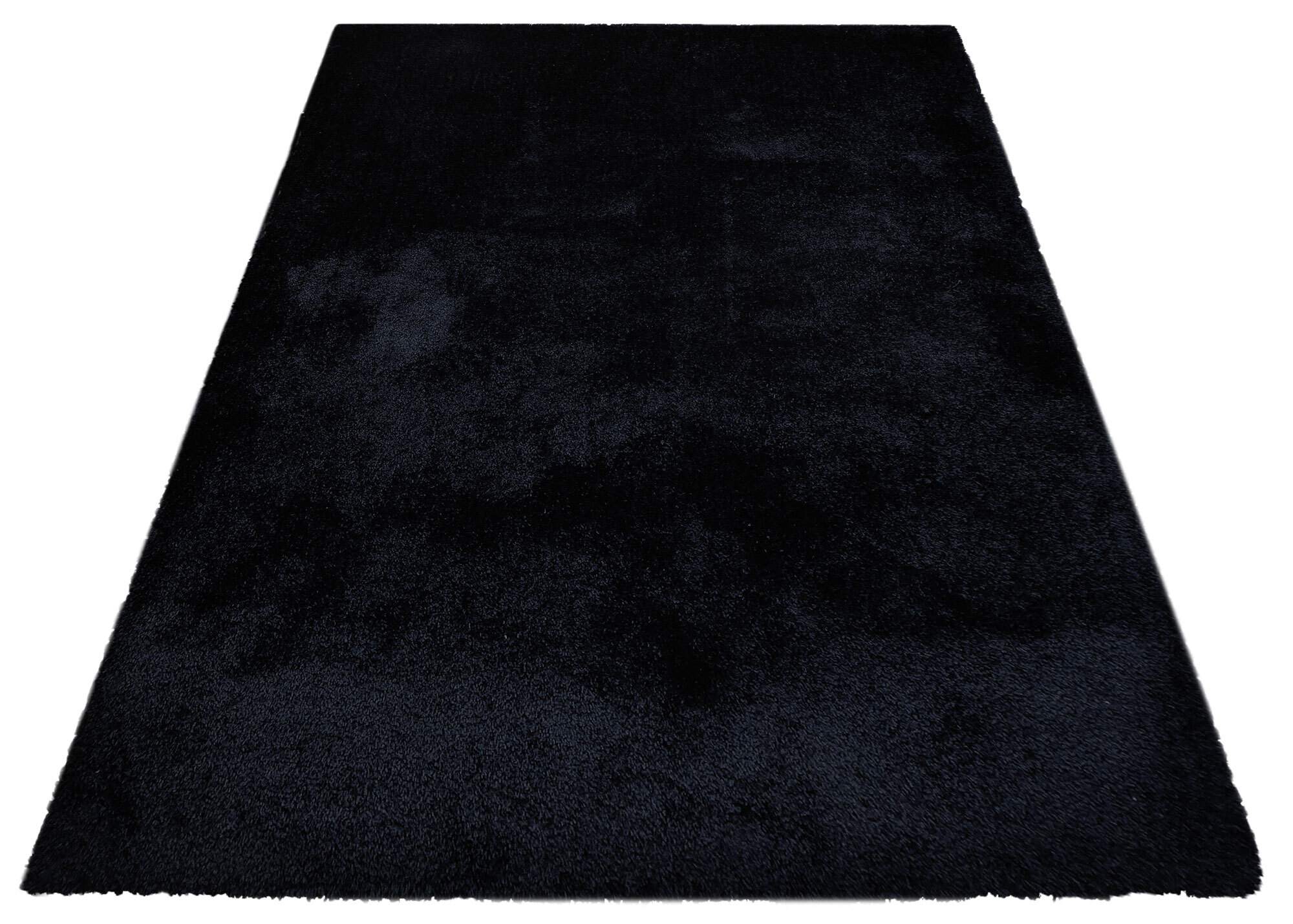 Luxe Plain Black Shaggy Rug