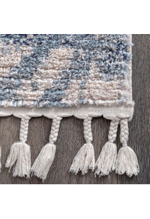 Amara Blue Moroccan Tassel Rug