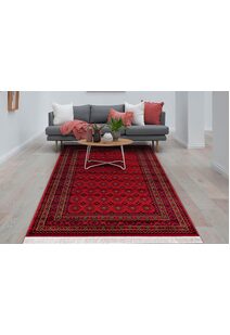 Classic Red Afghan Geometric Rug